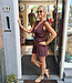2-Delige Set Gesmokte Top + Short Donkerbruin
