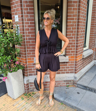 2-Delige Set Gesmokte Top + Short Zwart