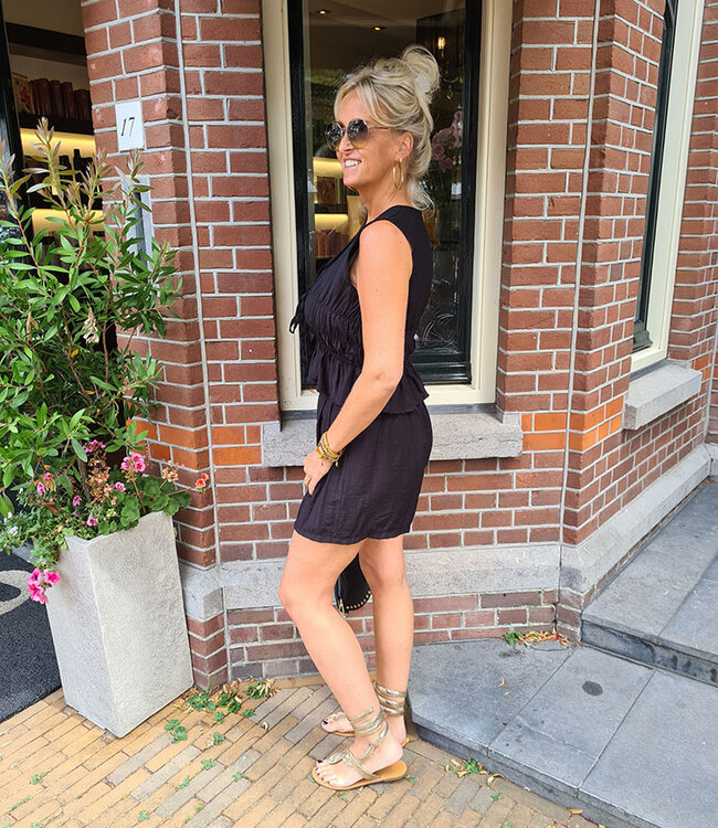 2-Delige Set Gesmokte Top + Short Zwart