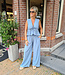 2-Delig Gesmokte Top + Pantalon Jeansblauw
