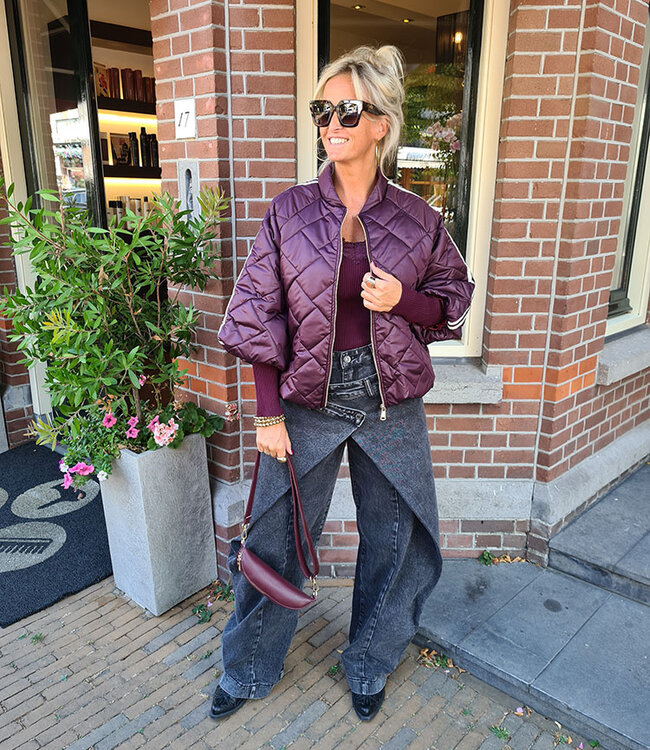 Gewatteerd Jack 3/4 Mouw Bordeaux