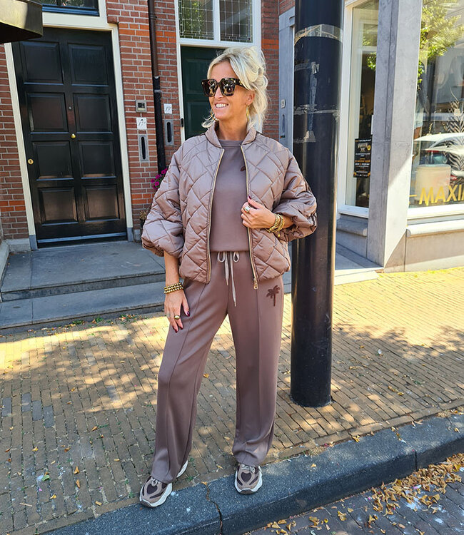 Gewatteerd Jack 3/4 Mouw Taupe