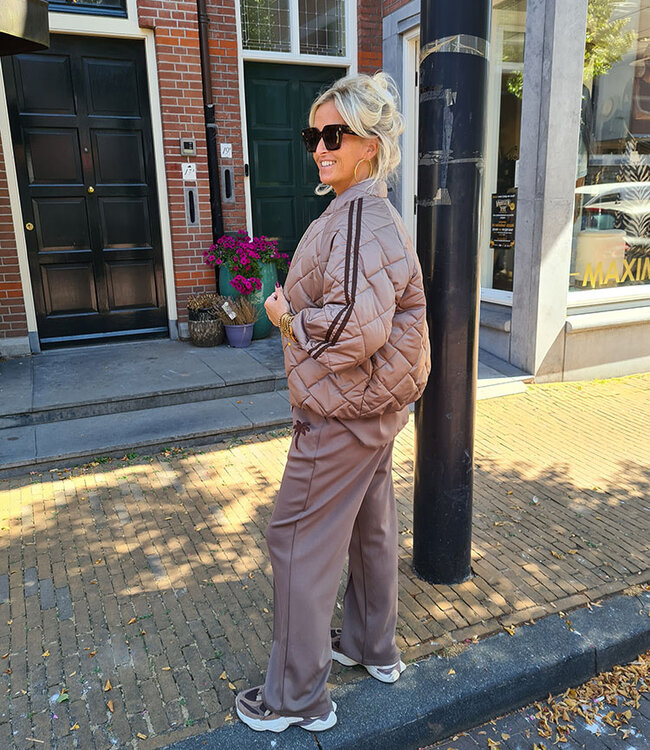 Gewatteerd Jack 3/4 Mouw Taupe