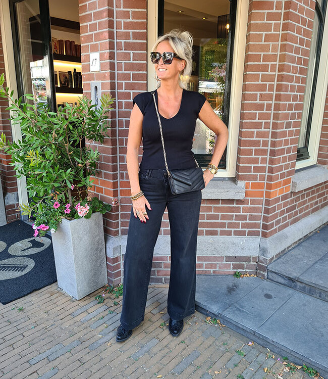 Basic Knit Top Vhals Zwart