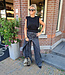 Knit Top met Schoudervullingen Zwart