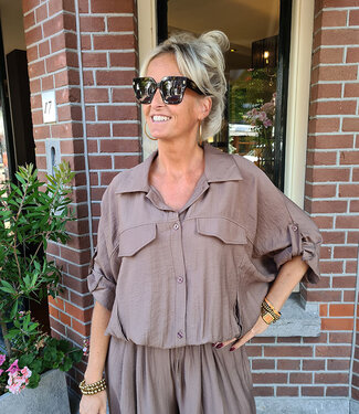 Summer Blouse met Elastiek Camel