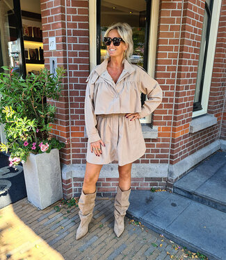 Stoere Dress Suedelook Zachte Stof Beige