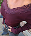 Knit Longsleeve Kanten wijde Hals Bordeaux