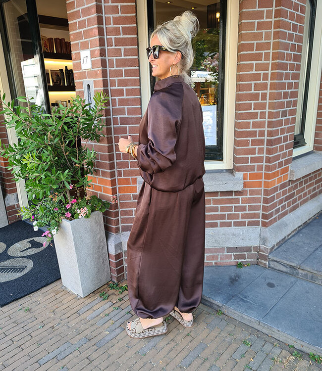 Luxe Silky Vest/Bomber Donkerbruin