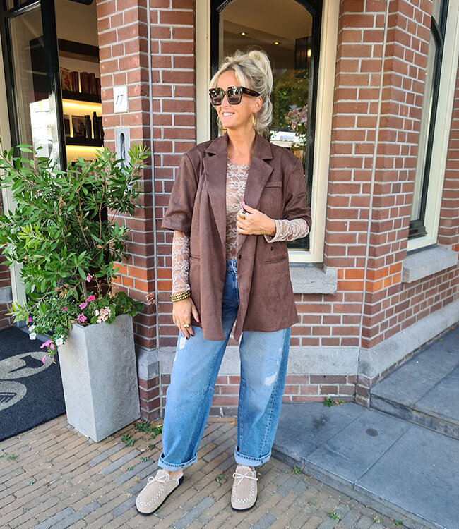 Oversized Suedelook Blazer KM Bruin