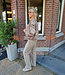 Suedelook Jacket Geborduurd Loafers Taupe