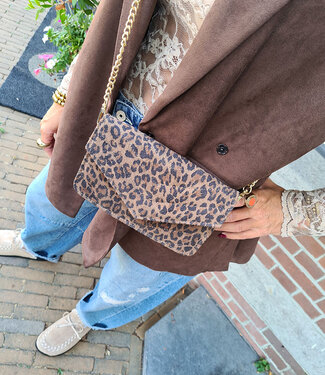 Clutch/Tas Luxe Suede Donker Leo