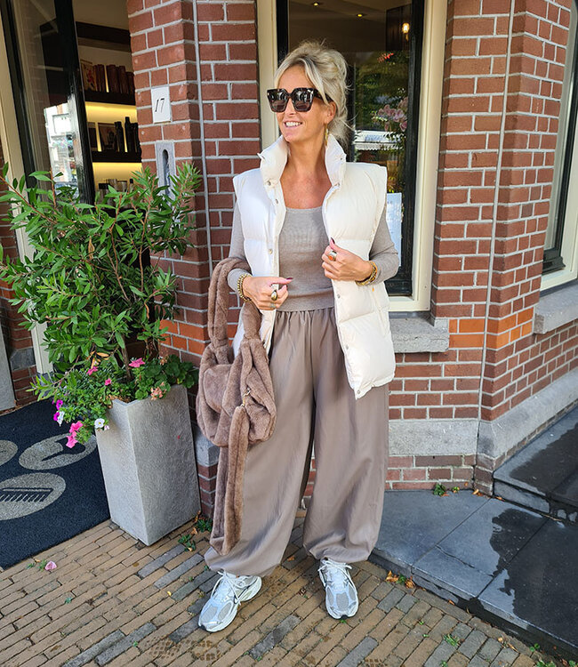 Faux Fur Handtas Taupe