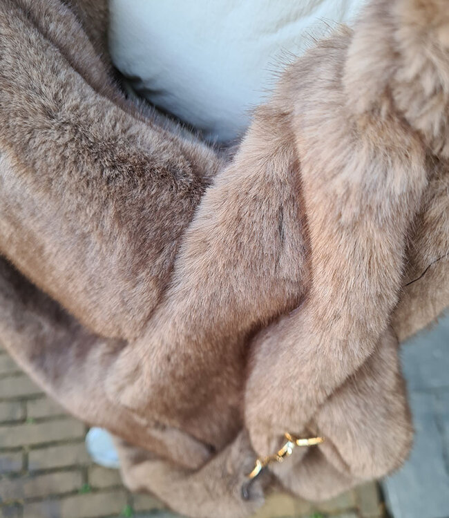 Faux Fur Handtas Taupe