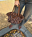 Faux Fur Handtas Gesmokt Donkerbruin