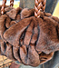 Faux Fur Handtas Gesmokt Donkerbruin