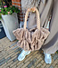 Faux Fur Handtas Gesmokt Taupe