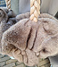 Faux Fur Handtas Gesmokt Taupe