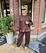 2-Delige Oversized Comfyset Ruffle Details Donkerbruin