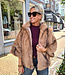 Faux Fur Jas 3/4 Mouw Camel
