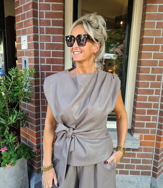 Ambika Amra Lederlook Knooptop Taupe