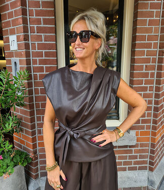 Ambika Amra Lederlook Knooptop Bruin