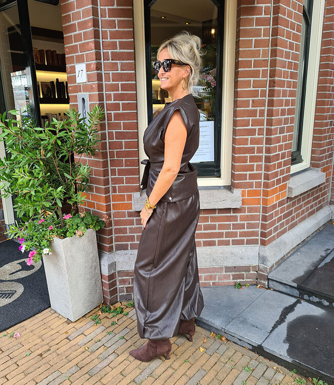 Ambika Amra Lederlook Knooptop Bruin
