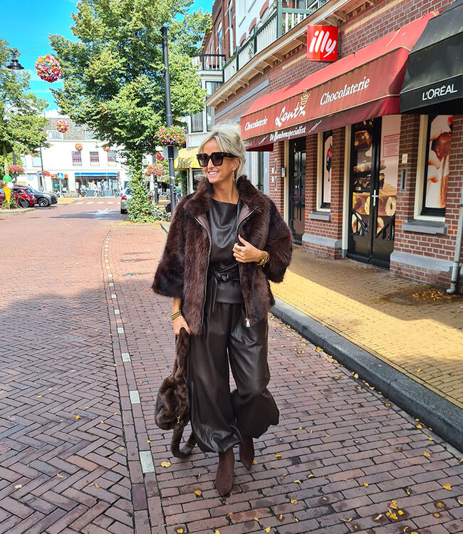 Ambika Kensi Lederlook Ballon Broek Bruin