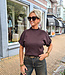 Basic Knit Top Ruffle Donkerbruin