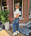 Basic Knit Top Ruffle Crème