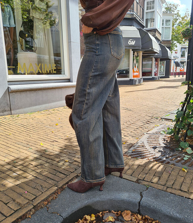 Jewelly Stretch Ballon Jeans Bruine wassing 9708