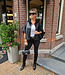 Oversized Lederlook Blouse Gesmokt Zwart