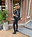 Oversized Lederlook Blouse Gesmokt Zwart
