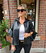 Oversized Lederlook Blouse Gesmokt Zwart