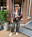 Oversized Lederlook Blouse Gesmokt Donkerbruin