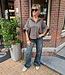 Boebou Oversized Fijne Ruiten Blouse Bruin