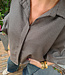 Boebou Oversized Fijne Ruiten Blouse Bruin