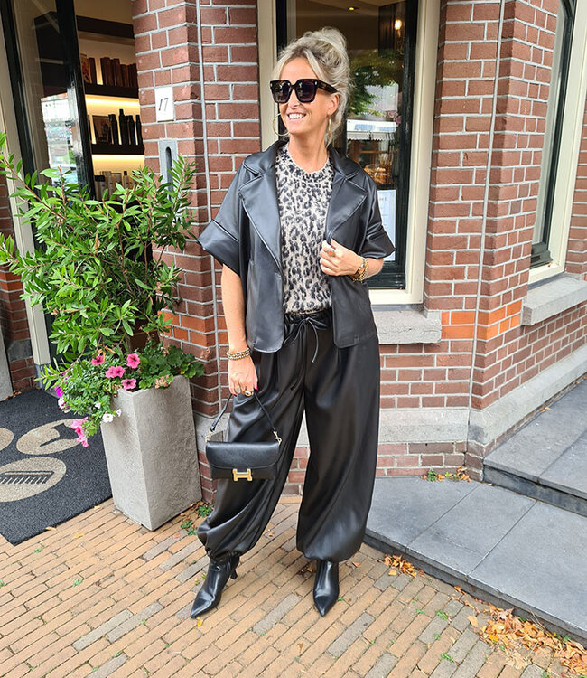 Lederlook Blazer Zwart