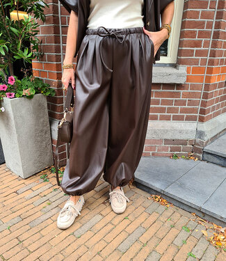 Lederlook Ballonbroek Donkerbruin