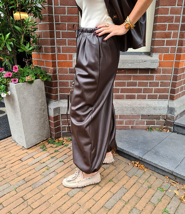Lederlook Ballonbroek Donkerbruin
