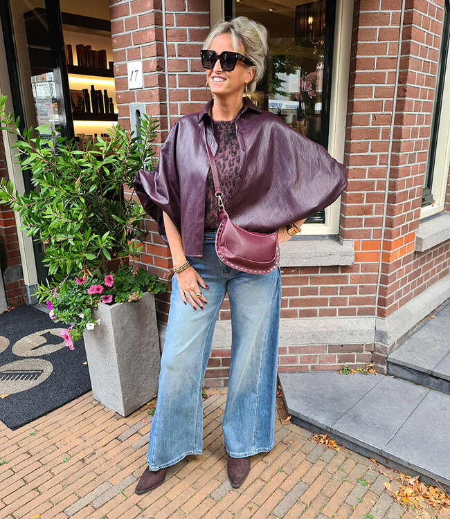 Leder Bag met Studs Monica Bordeaux