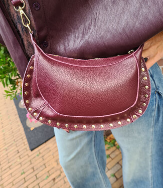 Leder Bag met Studs Monica Bordeaux