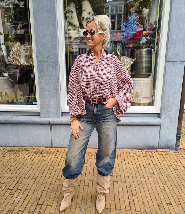 Oversized Ruiten Blouse Bordeaux