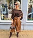 Offshoulder Trui Ballonmouw Donkerbruin