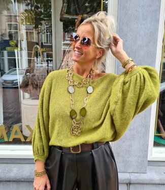 Offshoulder Trui Ballonmouw Groen