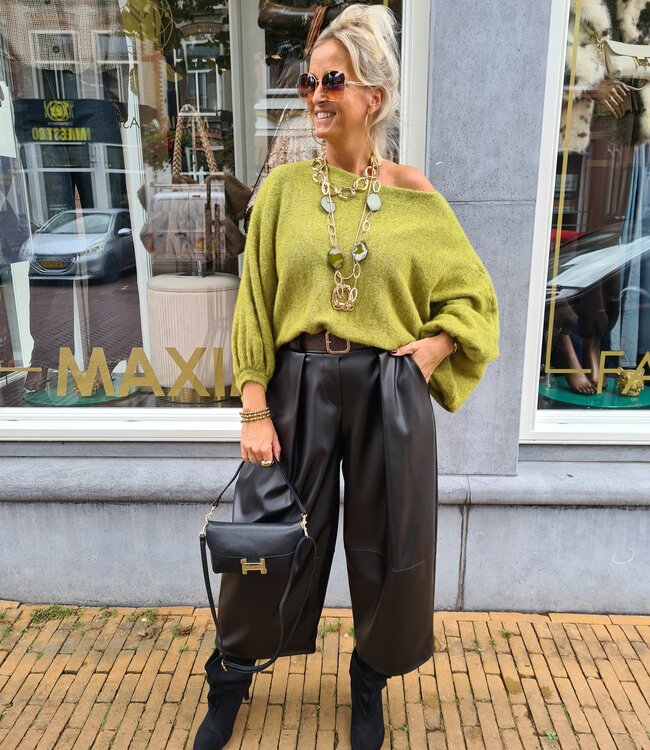 Offshoulder Trui Ballonmouw Groen
