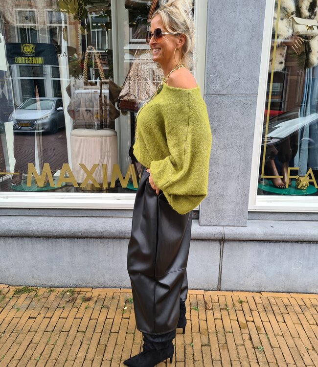Offshoulder Trui Ballonmouw Groen