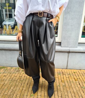 Lederlook Culotte Broek Zwart