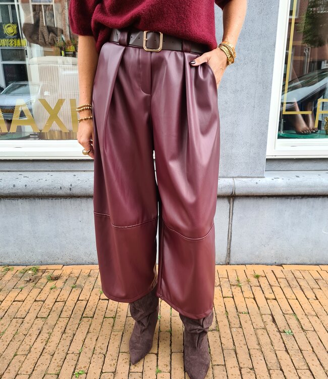 Lederlook Culotte Broek Bordeaux