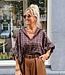 Boebou Oversized Ruiten Blouse Bruin/Grijs